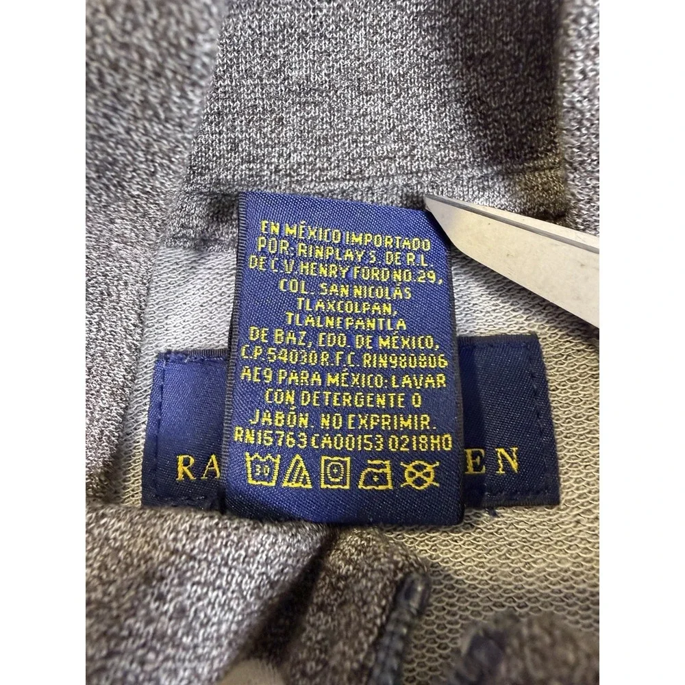 Polo Ralph Lauren Mens M Gray Polo Half Zip Terry Pullover Comfort Casual Lounge